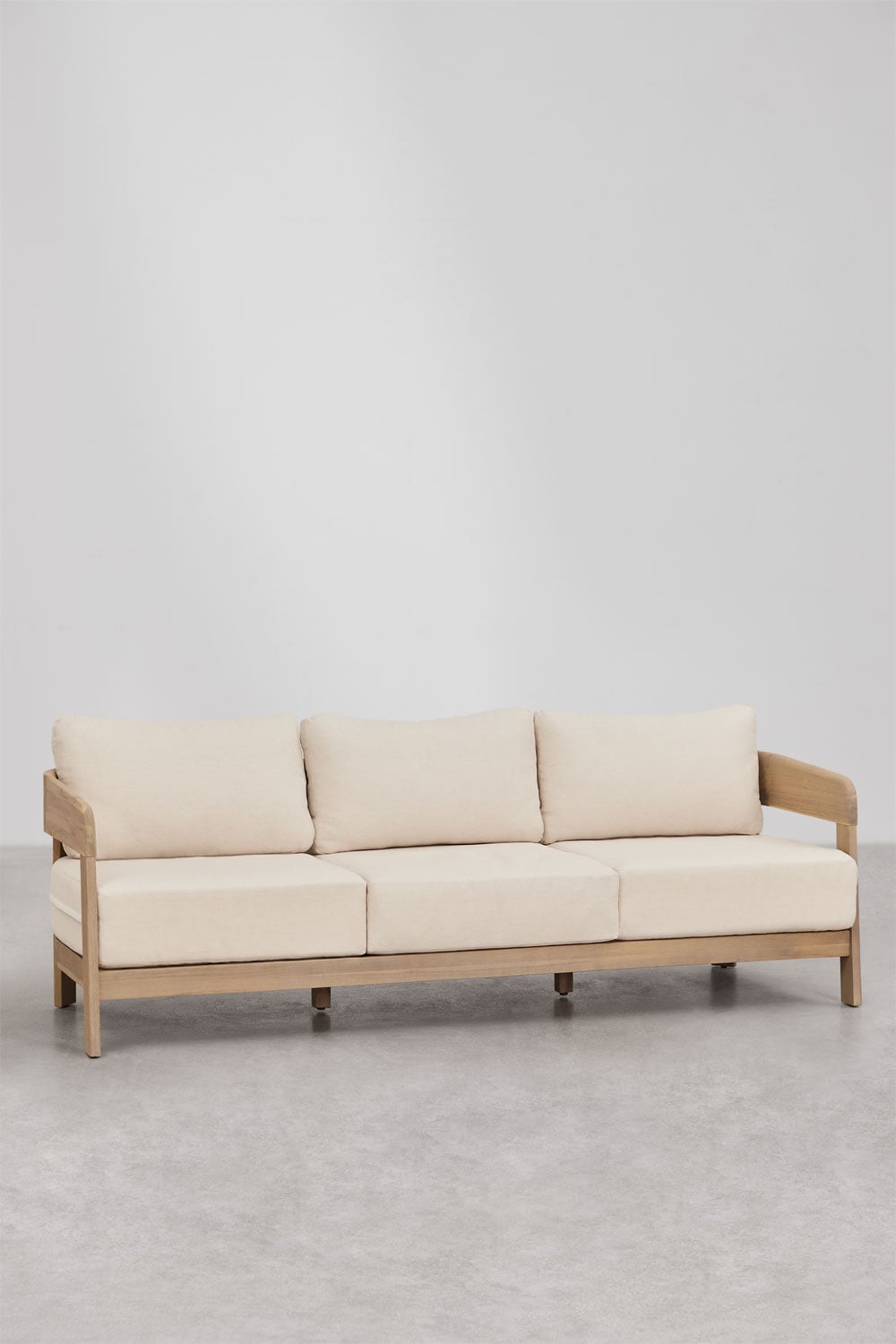 Ensemble de jardin avec canapé 3 places, 2 fauteuils et table basse en bois d'acacia Uleno