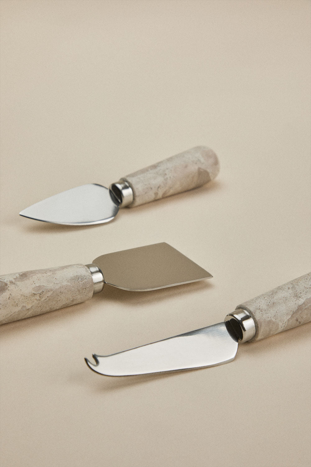 Set de 3 couverts à fromage en marbre et acier inoxydable Calven