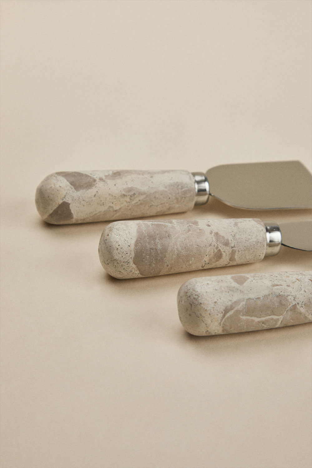 Set de 3 couverts à fromage en marbre et acier inoxydable Calven