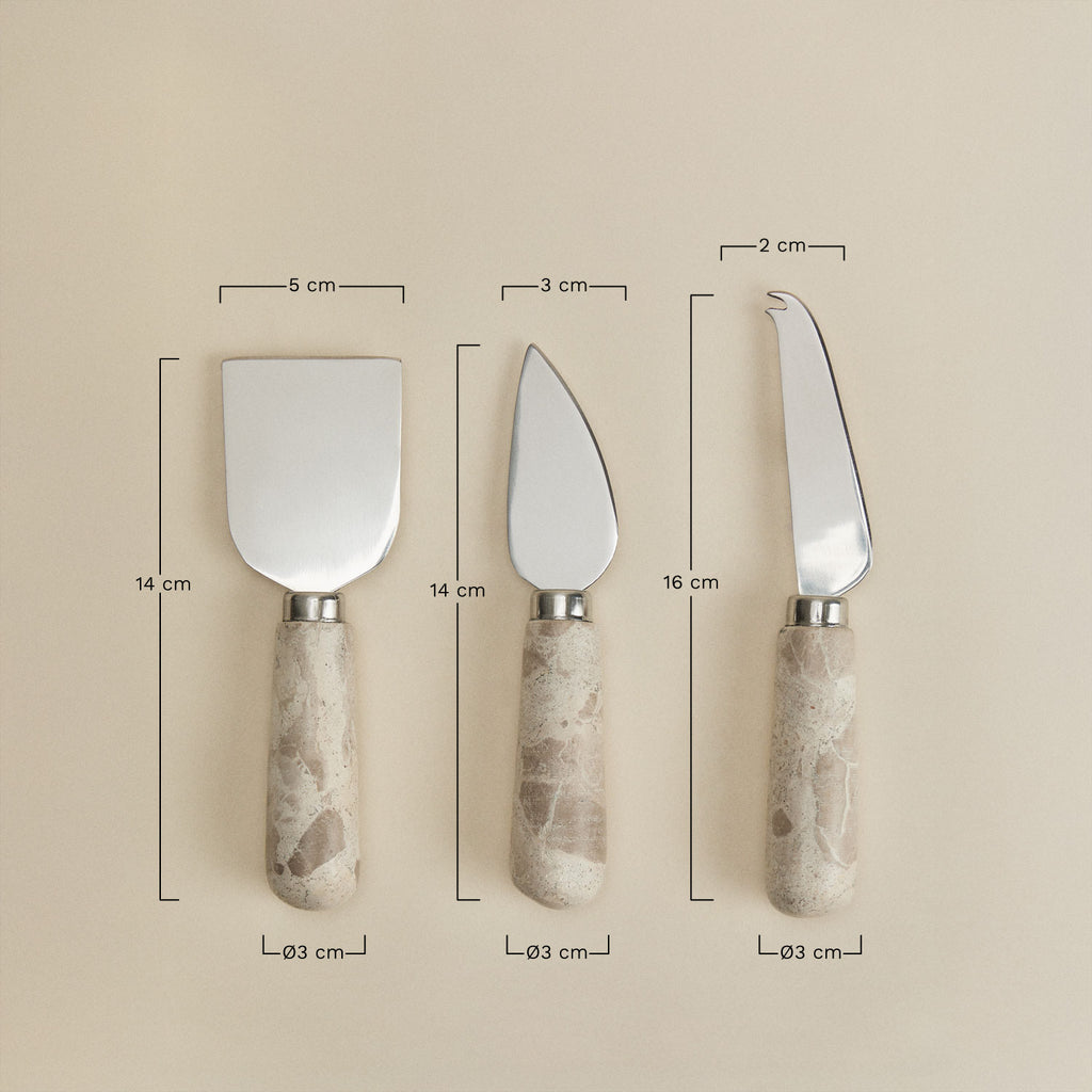 Set de 3 couverts à fromage en marbre et acier inoxydable Calven