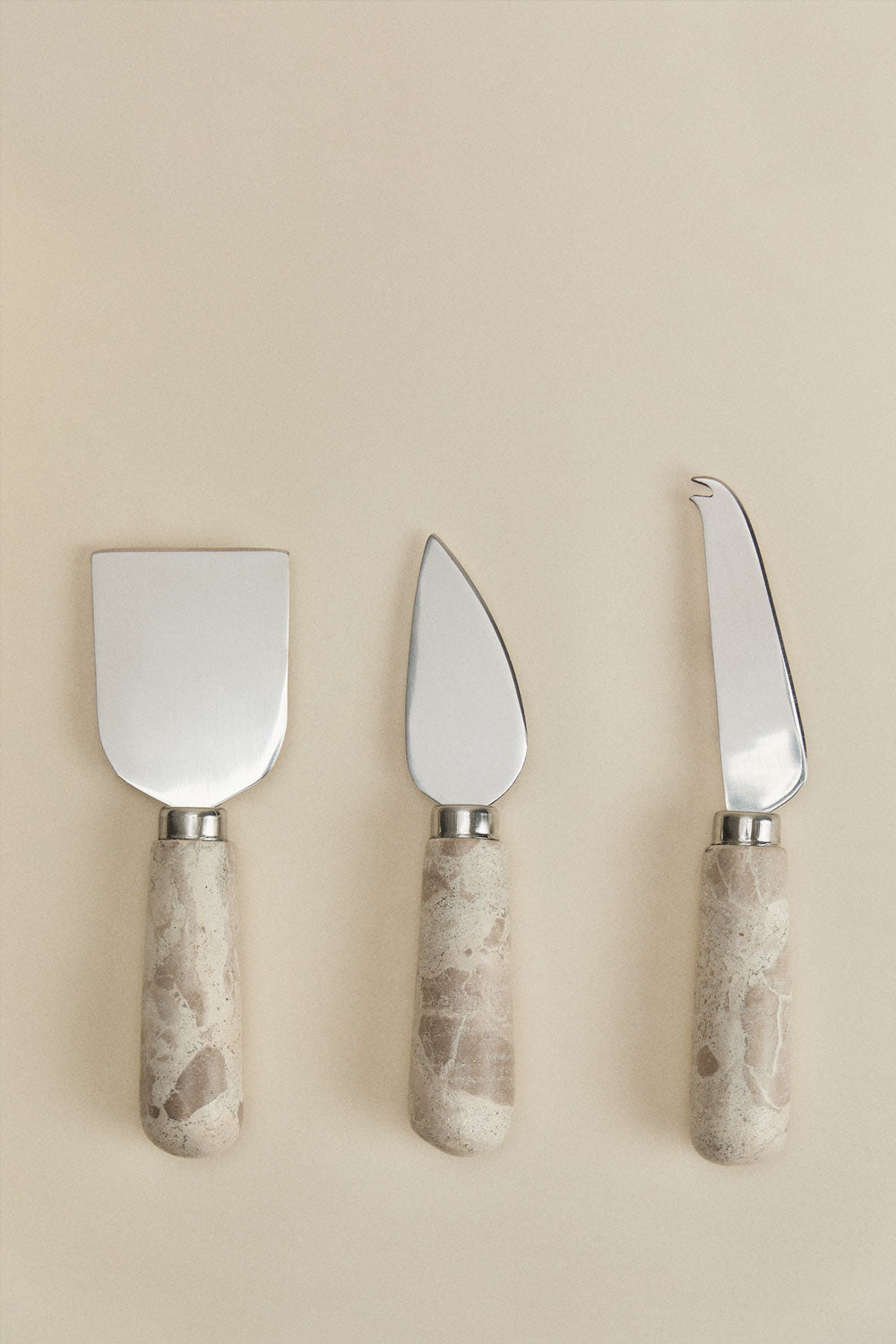 Set de 3 couverts à fromage en marbre et acier inoxydable Calven