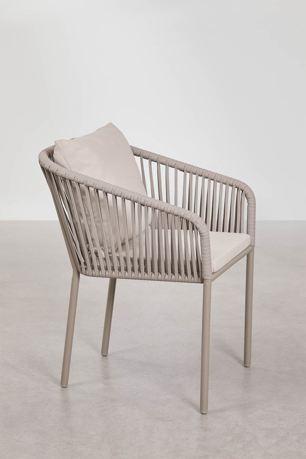 Ensemble de table rectangulaire 160x90 cm et 6 chaises de salle à manger en corde tressée Arhiza Classic