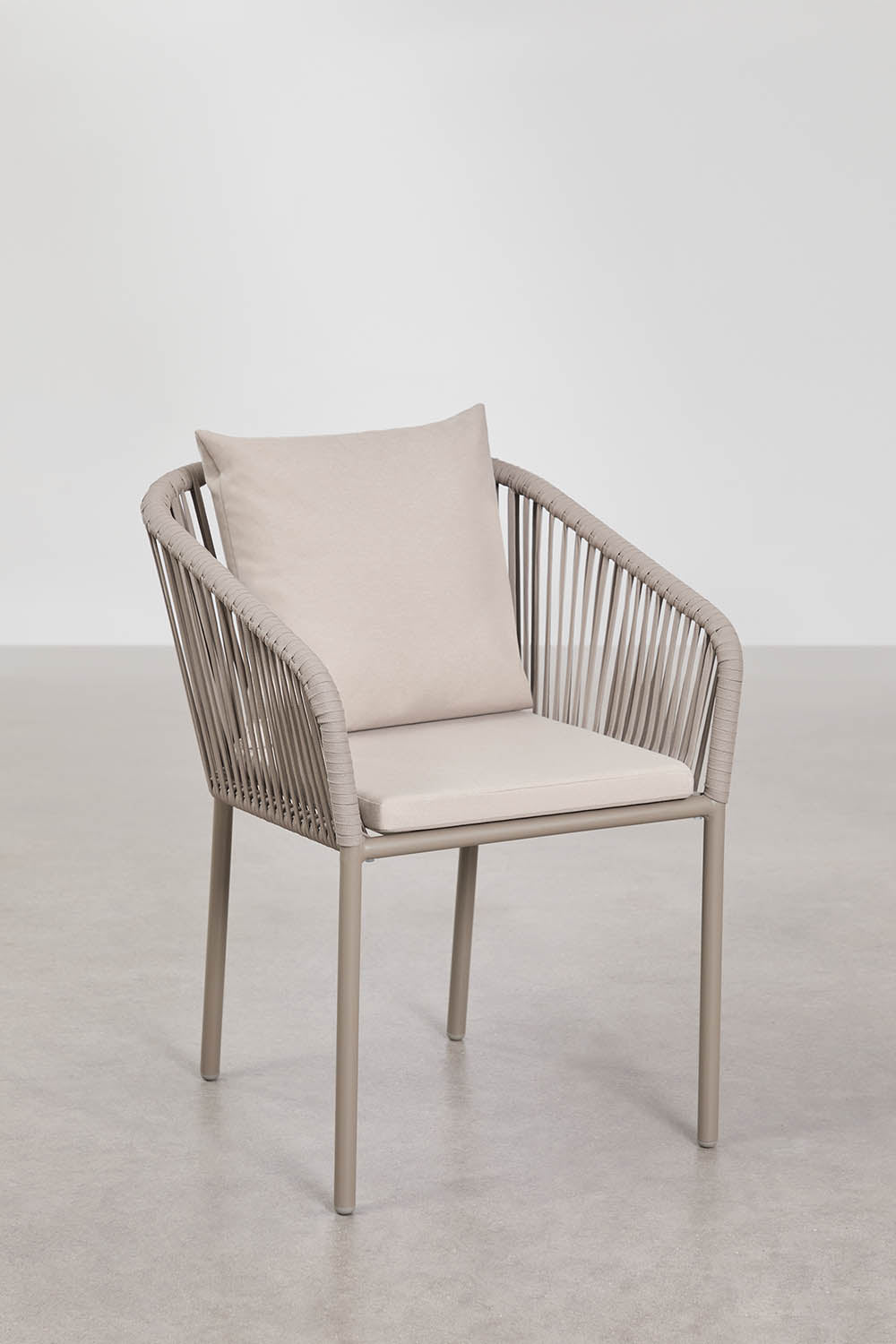 Ensemble de table rectangulaire 160x90 cm et 6 chaises de salle à manger en corde tressée Arhiza Classic