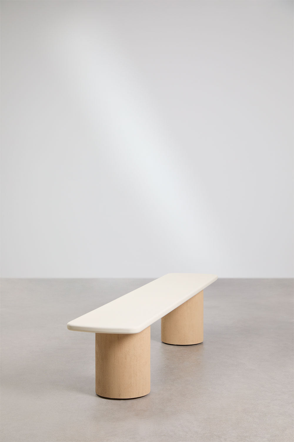 Set de table rectangulaire 230x110 cm et 2 bancs de jardin en ciment et bois d'acacia Sharpay