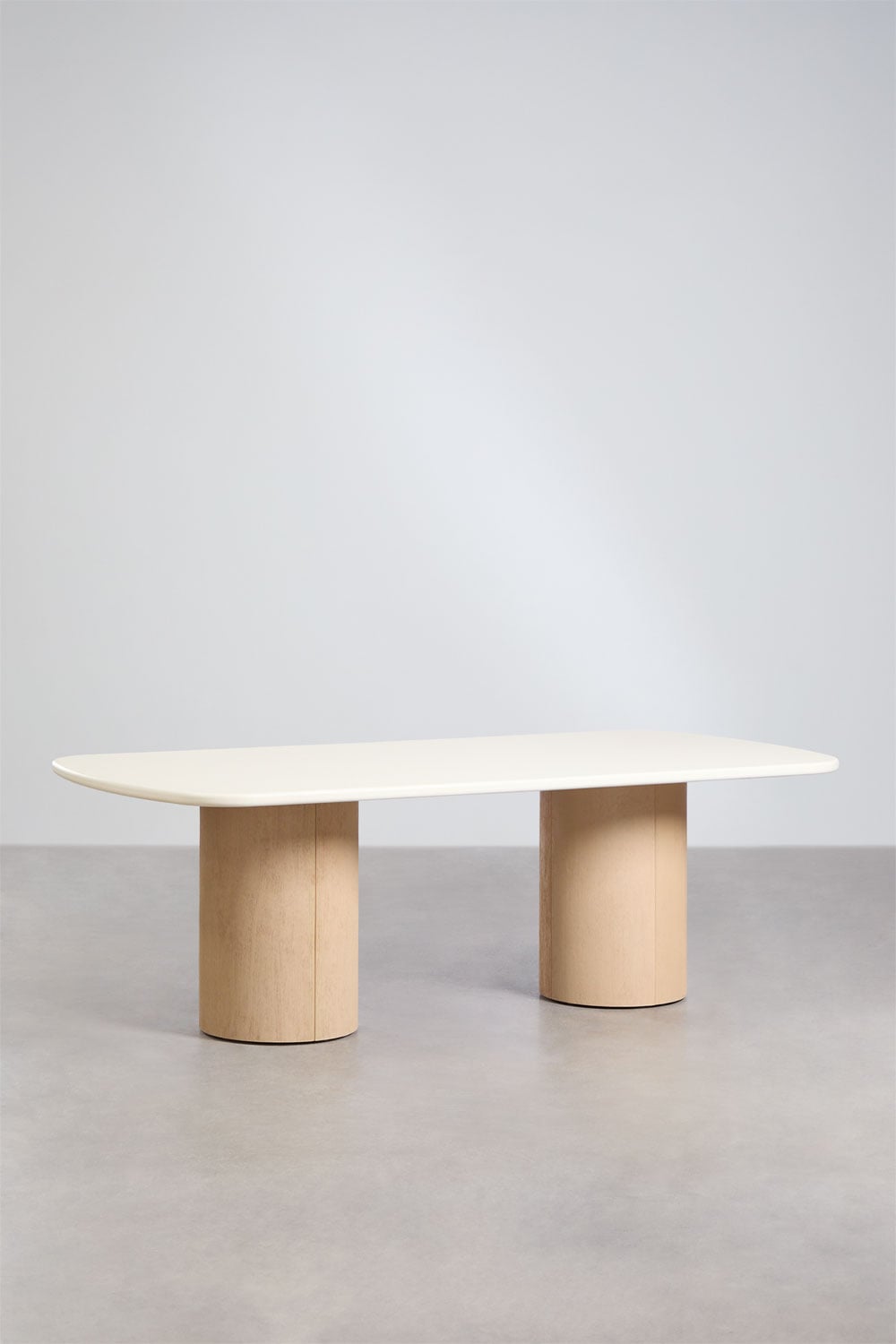 Set de table rectangulaire 230x110 cm et 2 bancs de jardin en ciment et bois d'acacia Sharpay