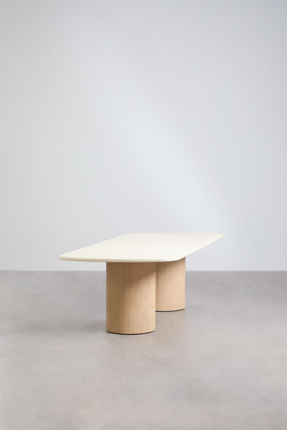 Set de table rectangulaire 230x110 cm et 2 bancs de jardin en ciment et bois d'acacia Sharpay