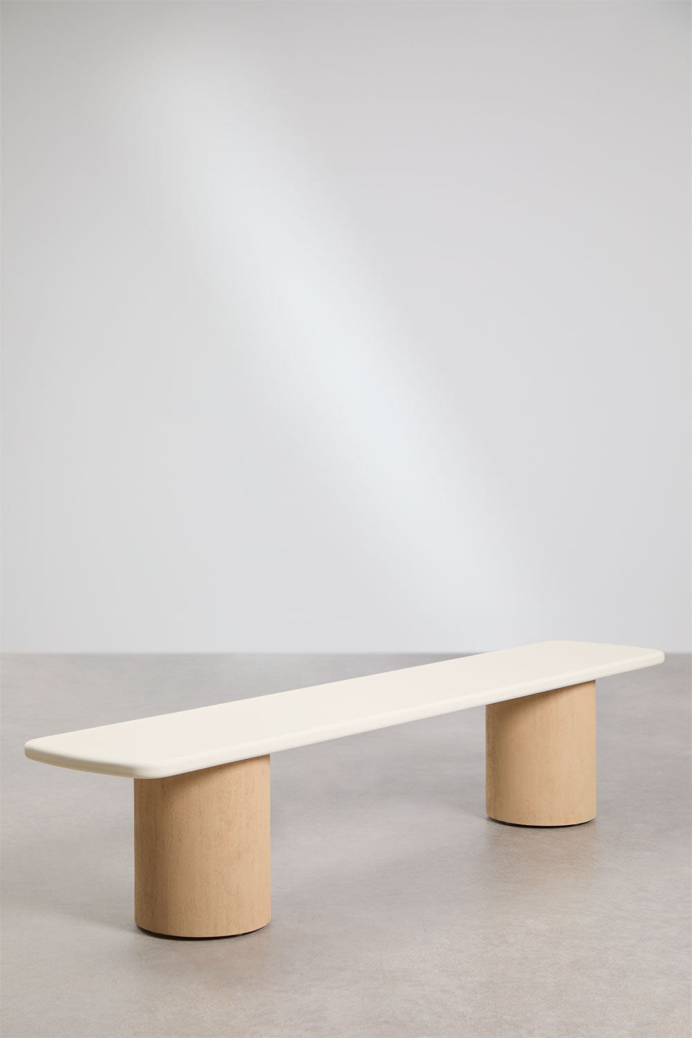 Set de table rectangulaire 270x110 cm et 2 bancs de salle à manger en ciment et bois d'acacia Sharpay