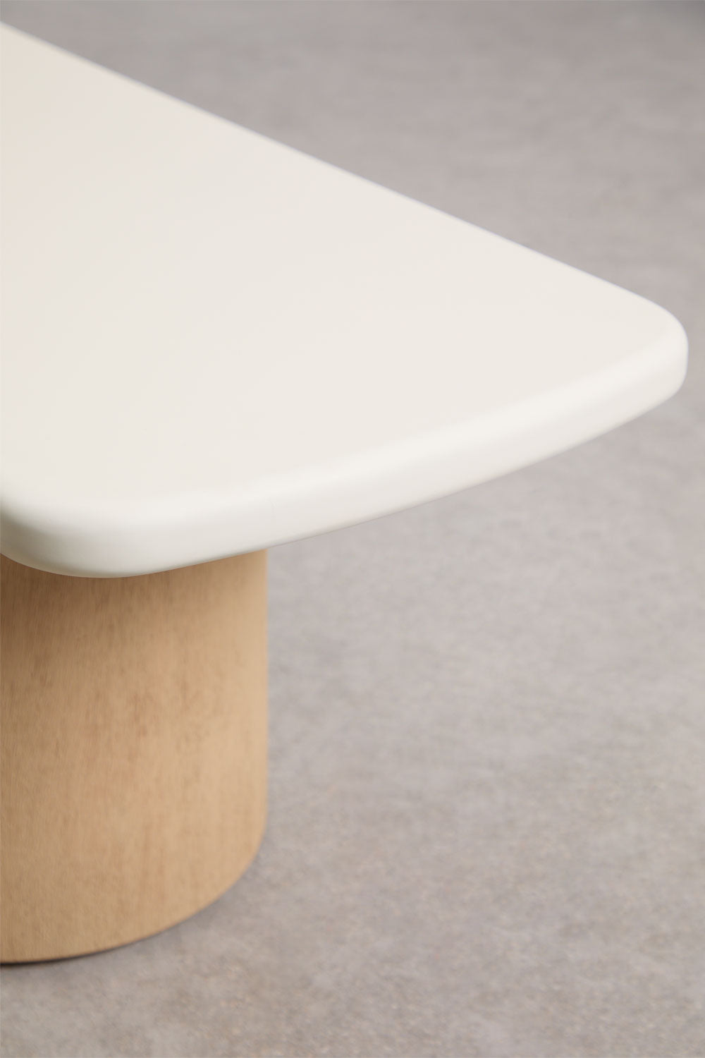 Set de table rectangulaire 270x110 cm et 2 bancs de salle à manger en ciment et bois d'acacia Sharpay