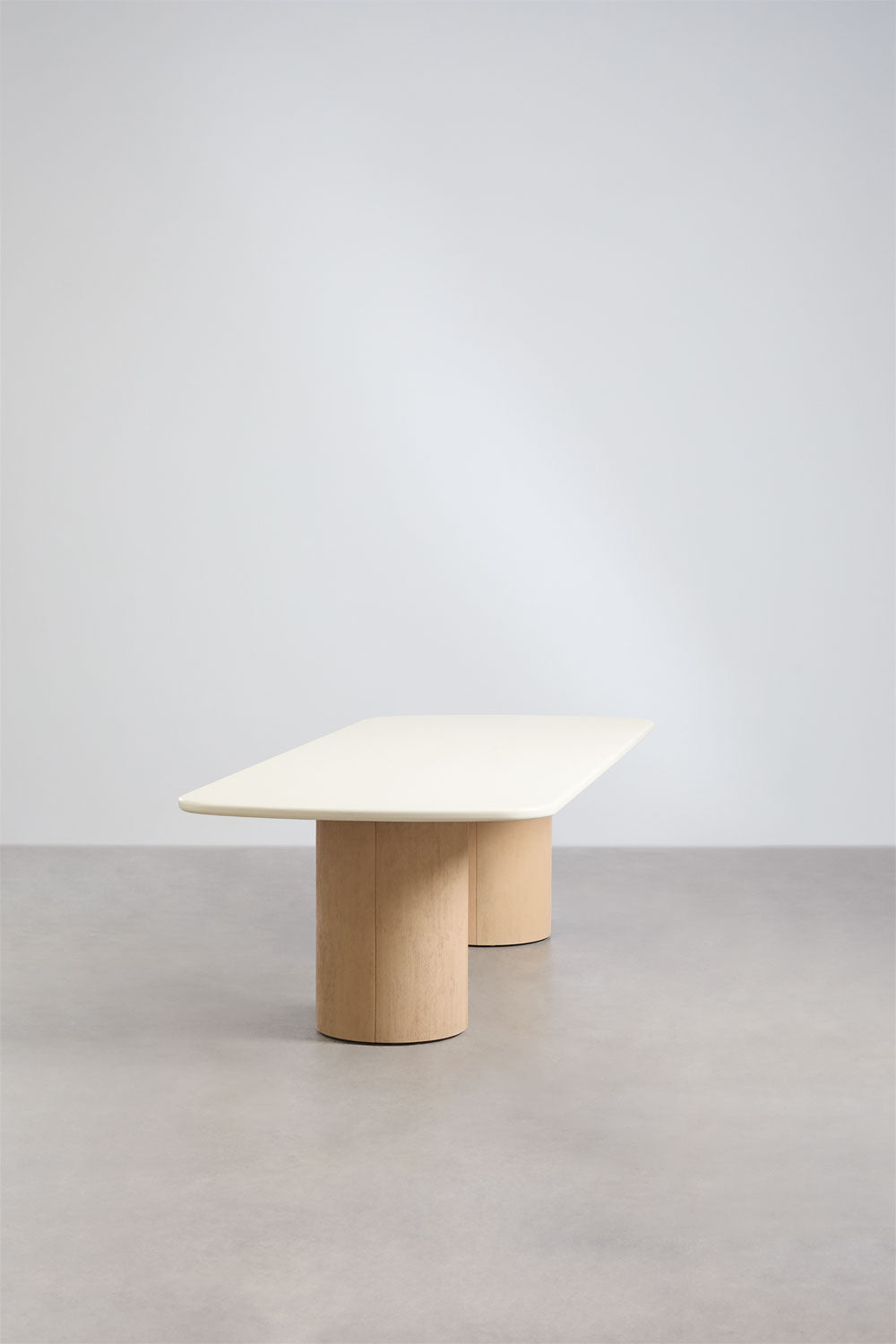 Set de table rectangulaire 270x110 cm et 2 bancs de salle à manger en ciment et bois d'acacia Sharpay