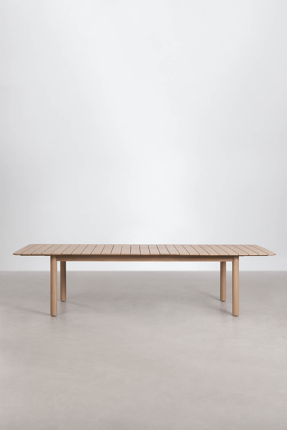 Set de table rectangulaire extensible Duala 250-310x105 cm et 14 chaises de salle à manger en bois d'acacia Nualis