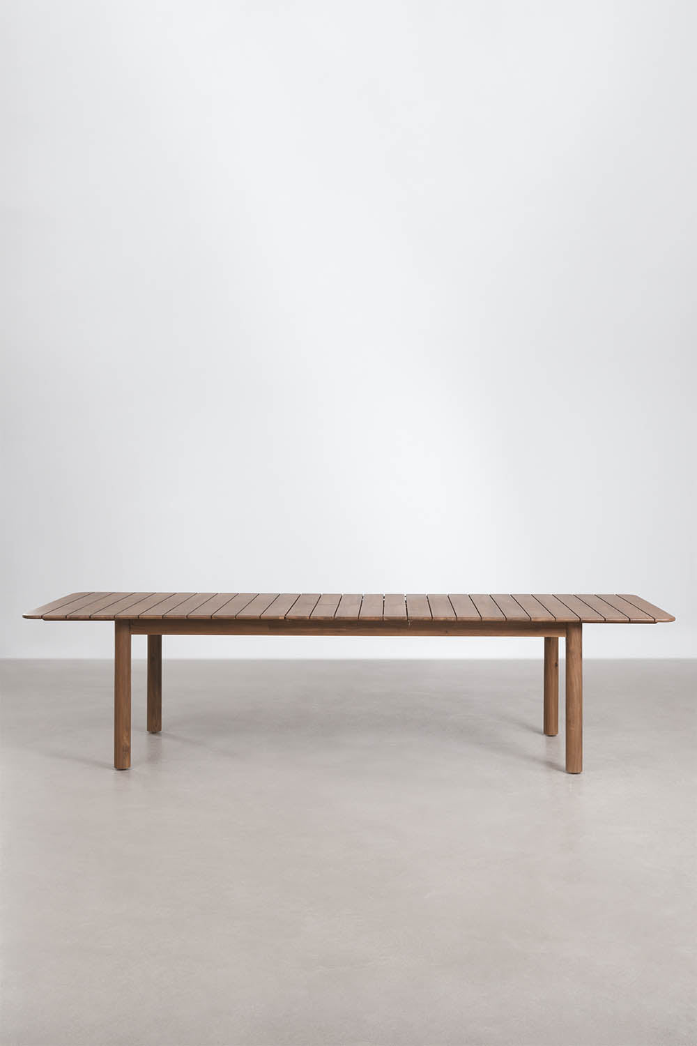 Set de table rectangulaire extensible Duala 250-310x105 cm et 14 chaises de salle à manger en bois d'acacia Nualis