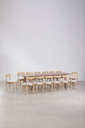 Set de table rectangulaire extensible Duala 250-310x105 cm et 14 chaises de salle à manger en bois d'acacia Nualis