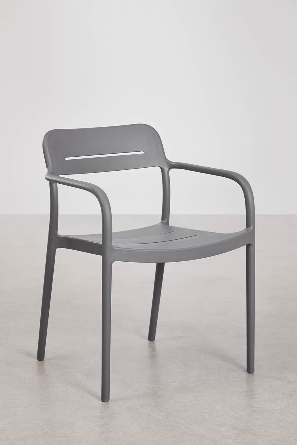 Set de table ronde Ø110 cm en aluminium Elton et 4 chaises de jardin empilables en polypropylène Graneli