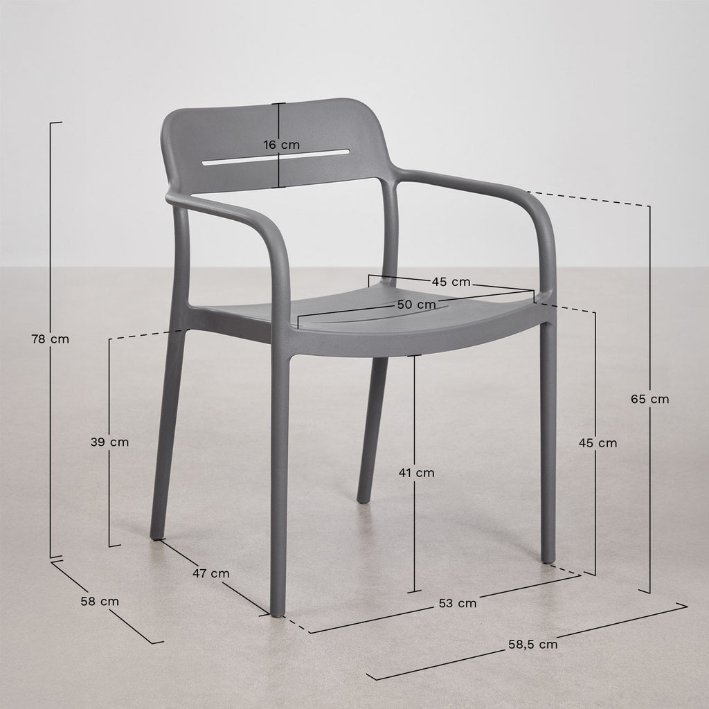 Set de table ronde Ø110 cm en aluminium Elton et 4 chaises de jardin empilables en polypropylène Graneli