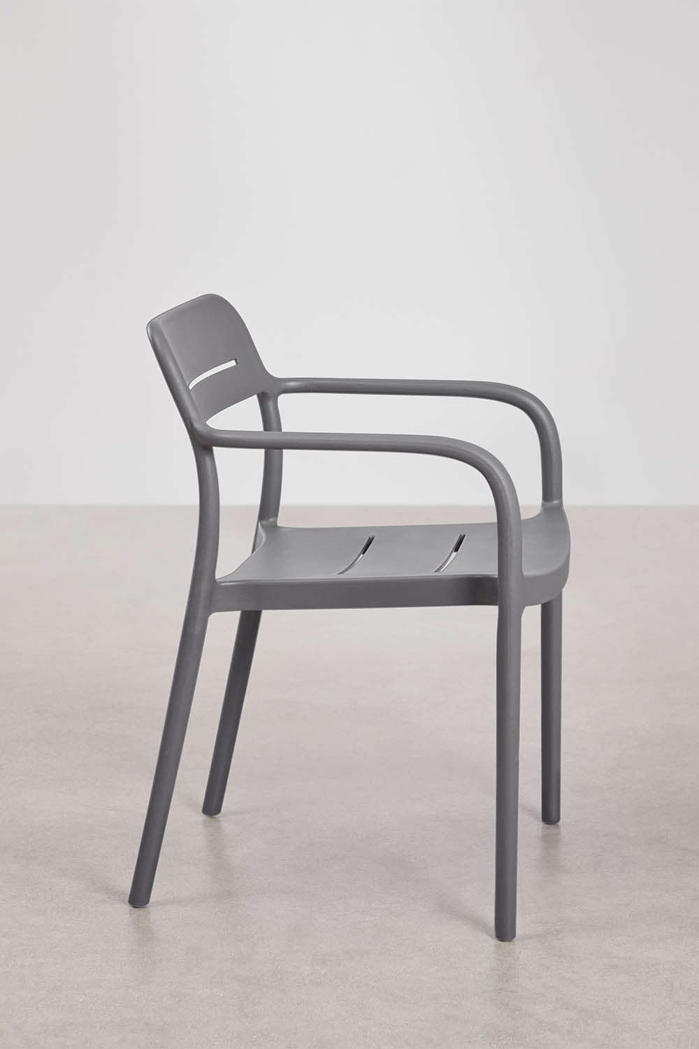 Set de table ronde Ø110 cm en aluminium Elton et 4 chaises de jardin empilables en polypropylène Graneli