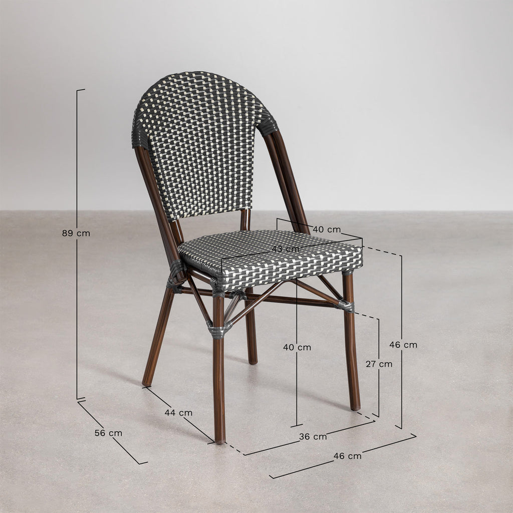 Lot de 4 chaises de jardin empilables en aluminium Brielle Bistro