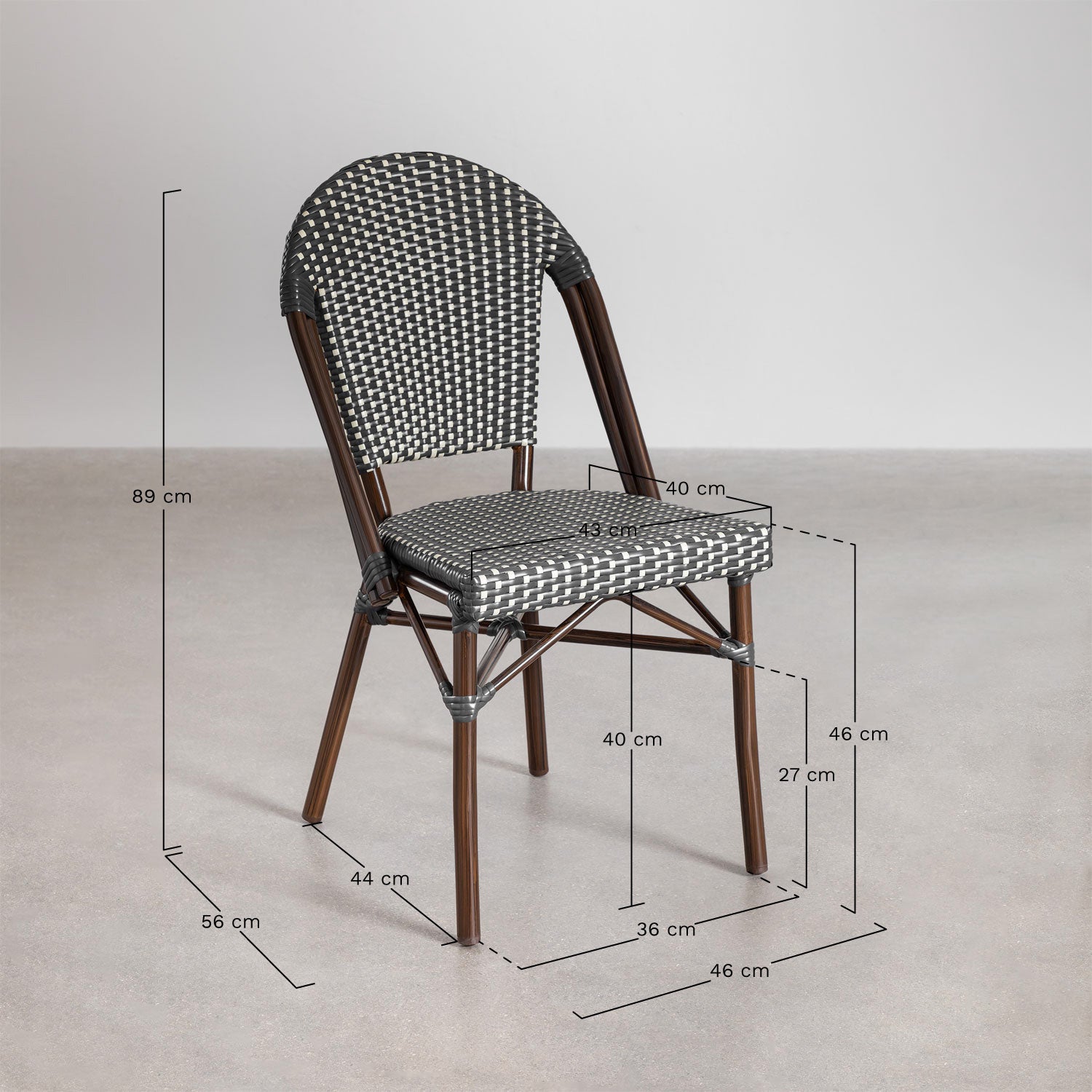 Lot de 4 chaises de jardin empilables en aluminium Brielle Bistro