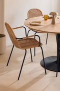 Pack de 2 chaises de salle à manger empilables avec accoudoirs en rotin synthétique Reiven