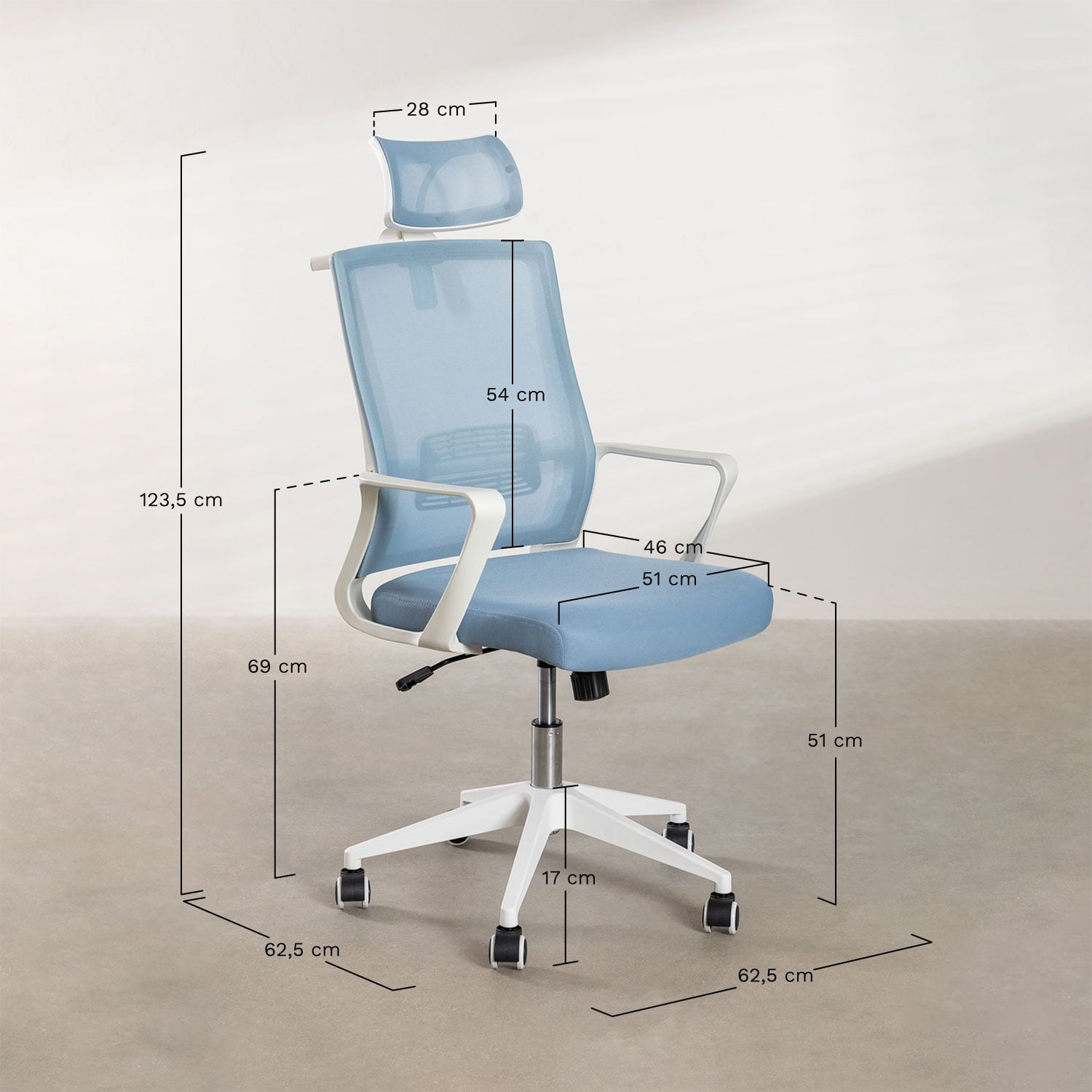 Chaise de bureau avec roulettes et accoudoirs en polypropylène Teill Colors