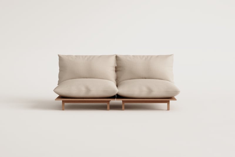 Canapé inclinable modulaire 2 pièces Brina en bois d'acacia