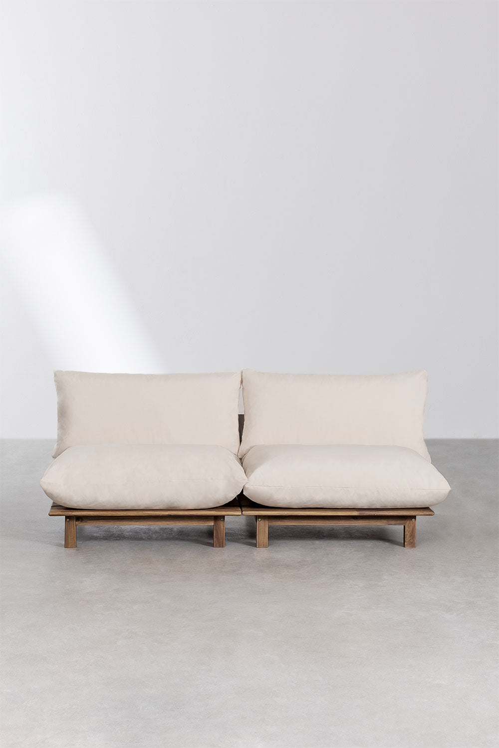 Canapé inclinable modulaire 2 pièces Brina en bois d'acacia