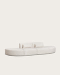 Canapé modulaire 2 pièces avec 2 poufs triangulaires en tissu bouclette Borjan