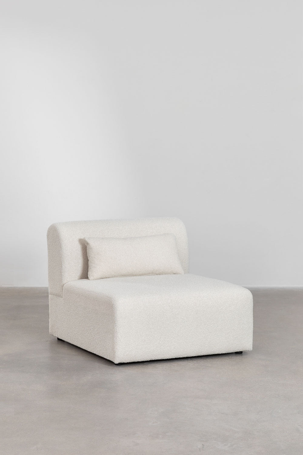 Canapé modulaire 2 pièces avec 2 poufs triangulaires en tissu bouclette Borjan