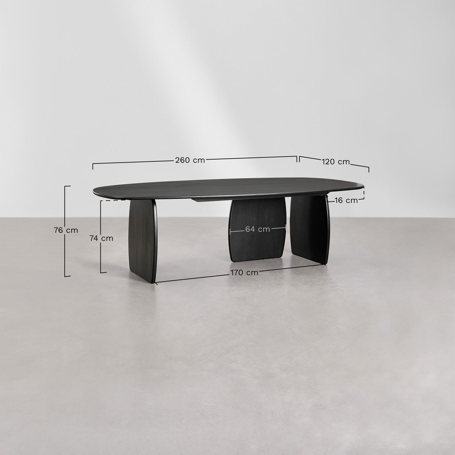 Table à manger ovale 260x120 cm en bois de manguier Agathe