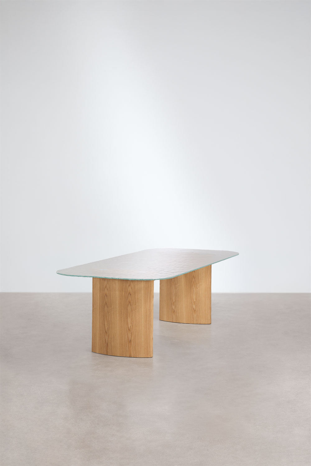 Table à manger rectangulaire 260x110 cm en verre trempé et MDF Zarvi