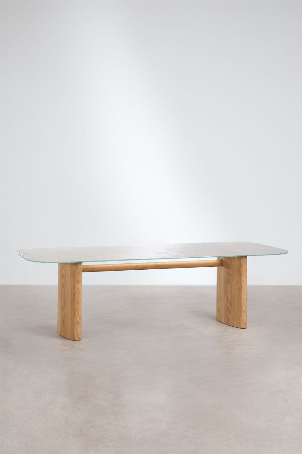 Table à manger rectangulaire 260x110 cm en verre trempé et MDF Zarvi