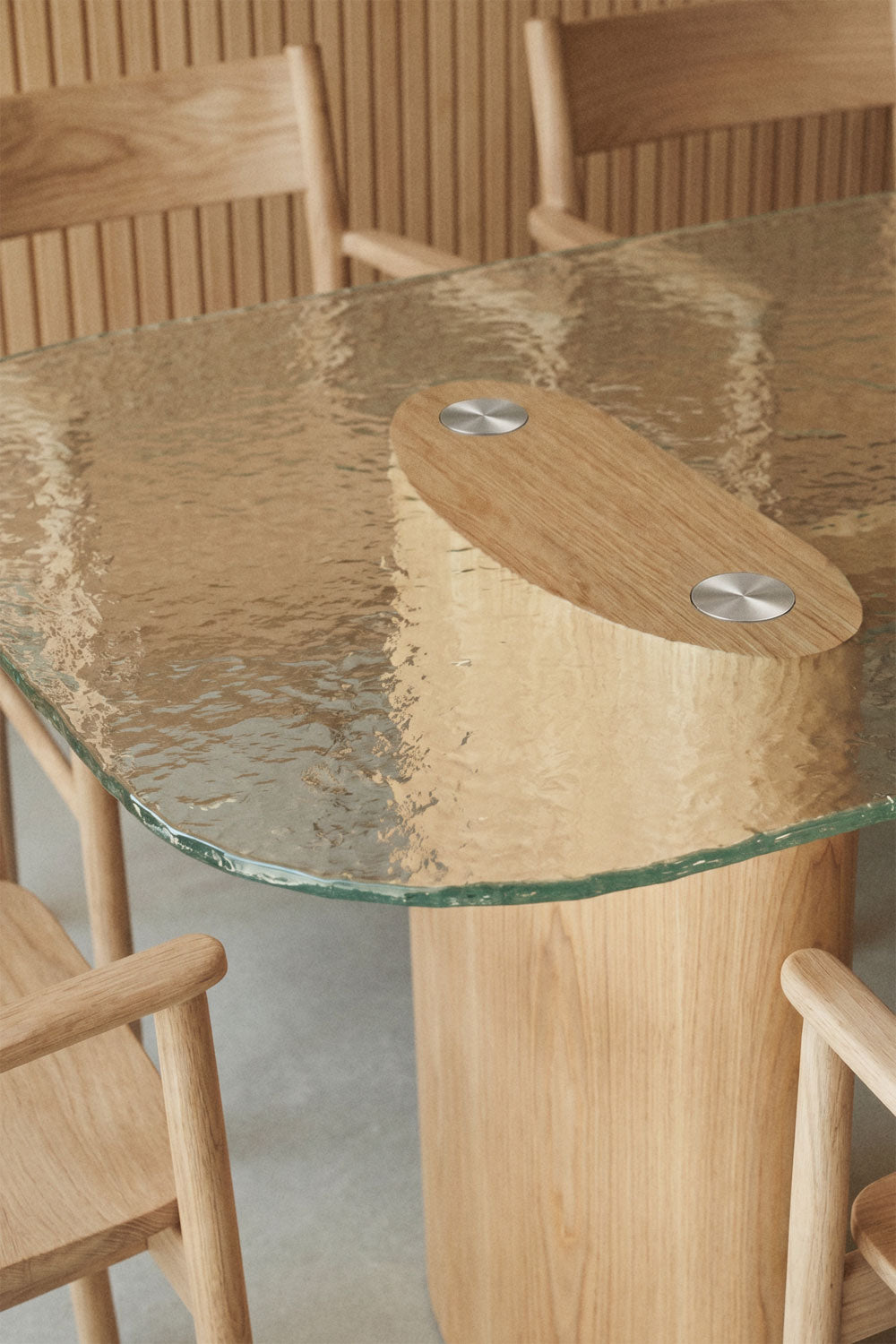 Table à manger rectangulaire 260x110 cm en verre trempé et MDF Zarvi