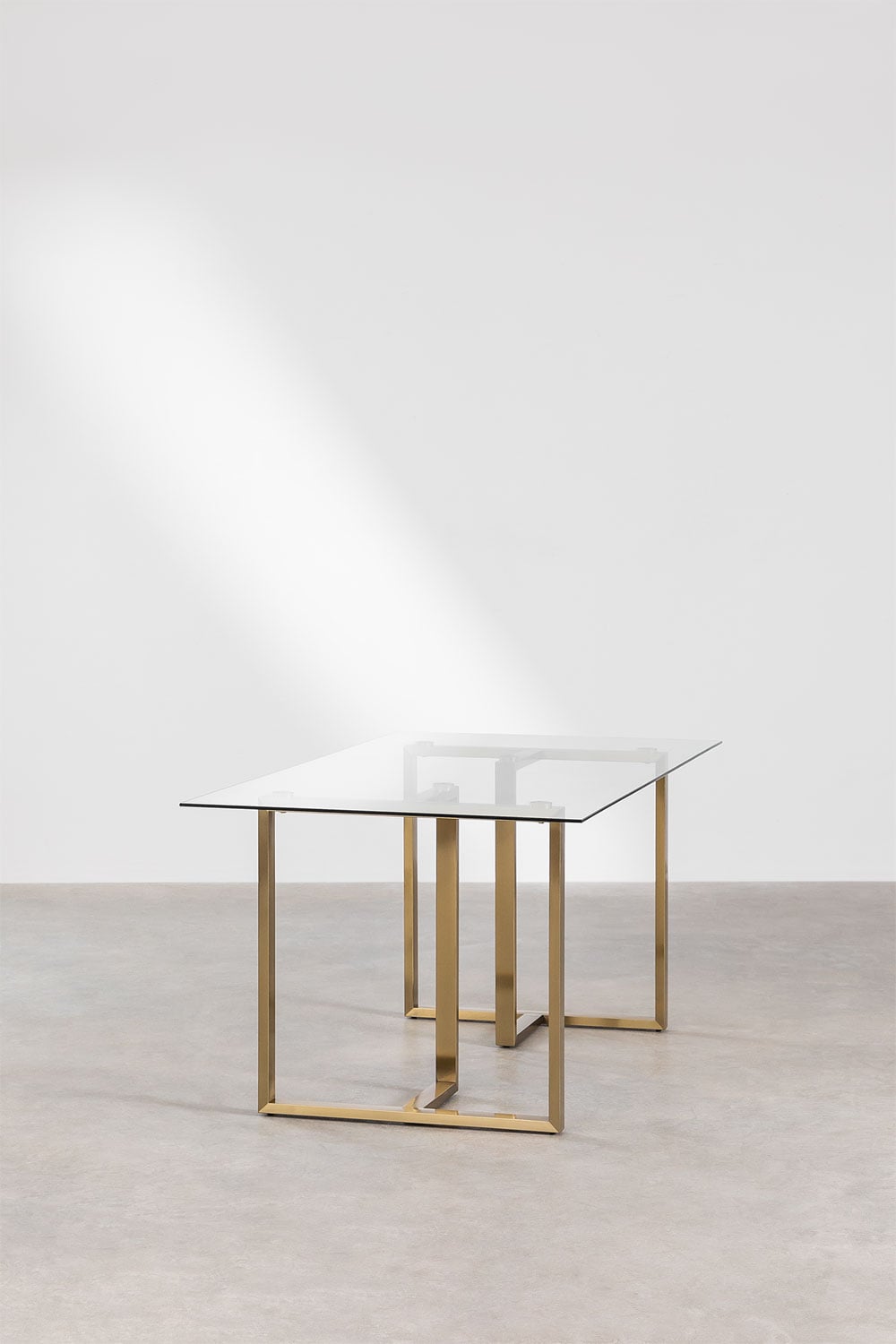 Table à manger rectangulaire 180x90 cm en verre et acier Lesley