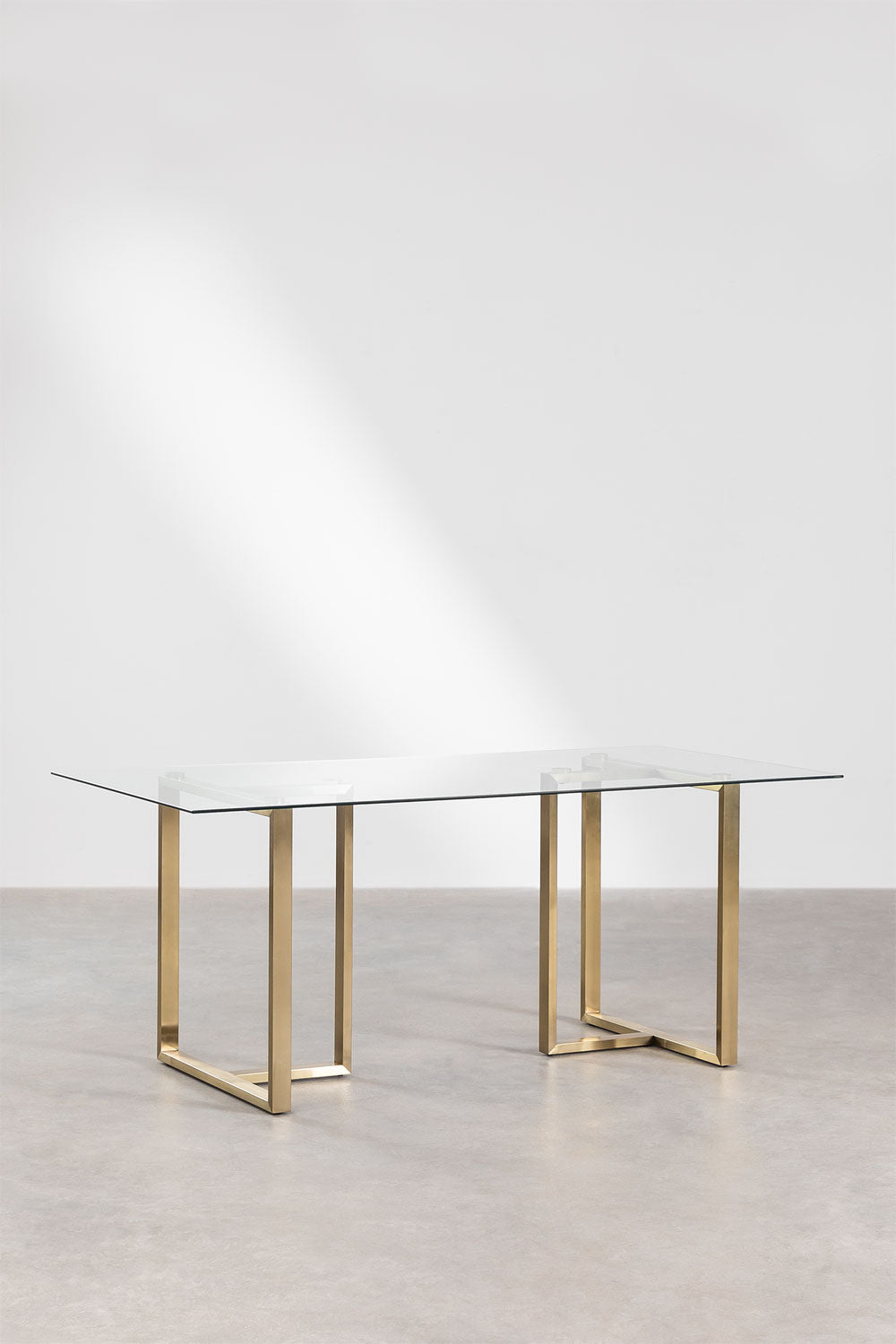 Table à manger rectangulaire 180x90 cm en verre et acier Lesley