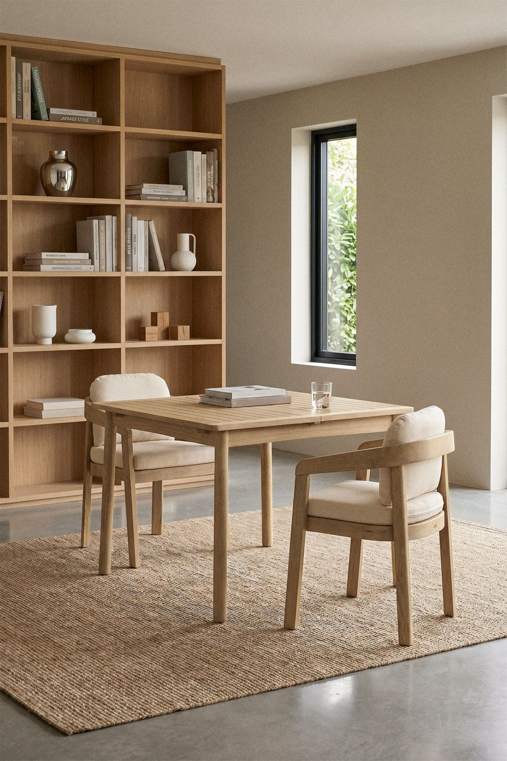 Table à manger extensible 100-160x100 cm en bois d'acacia Karvia