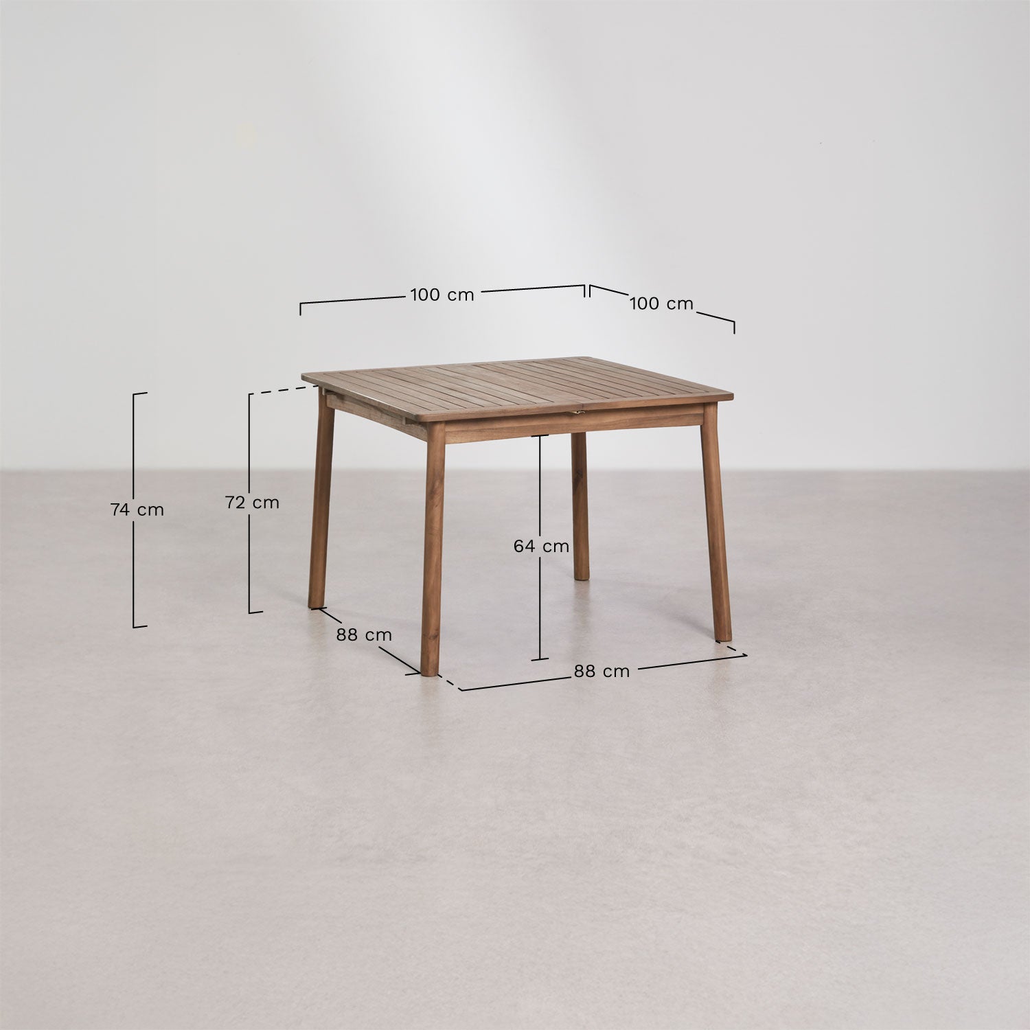 Table à manger extensible 100-160x100 cm en bois d'acacia Karvia