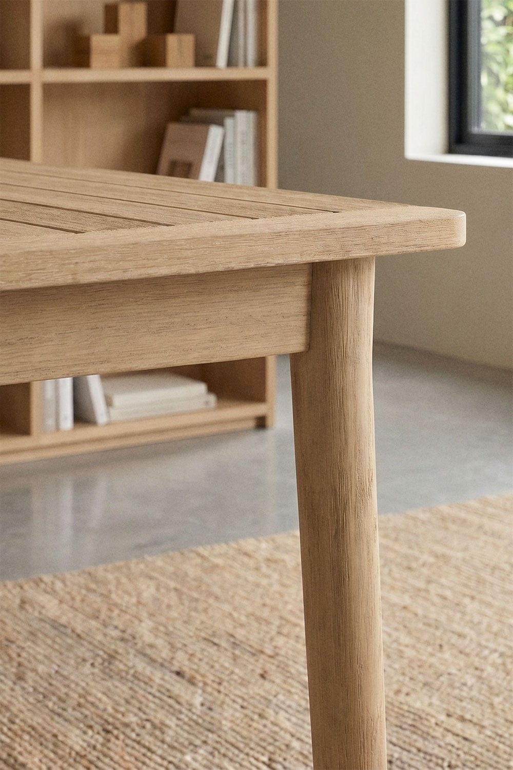Table à manger extensible 100-160x100 cm en bois d'acacia Karvia