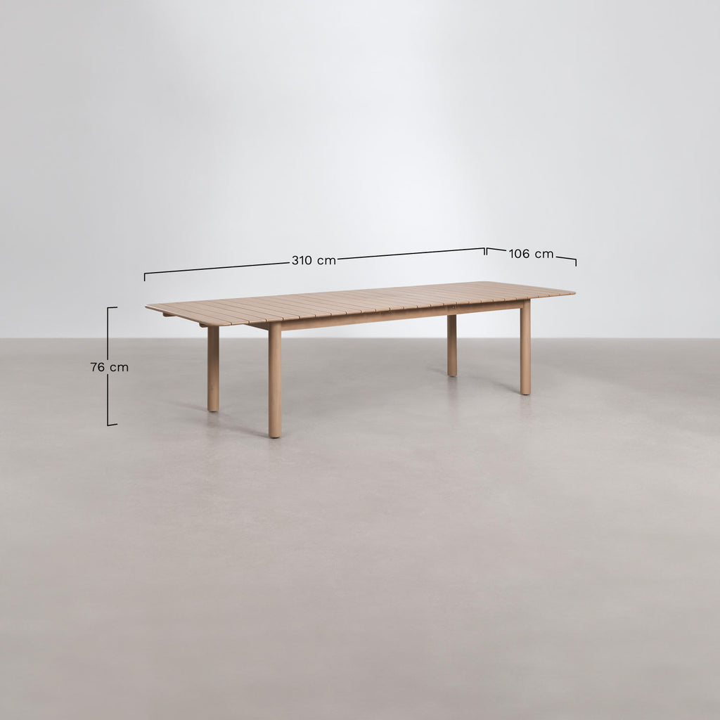 Table à manger rectangulaire extensible 250-310x105 cm en bois d'acacia Duala