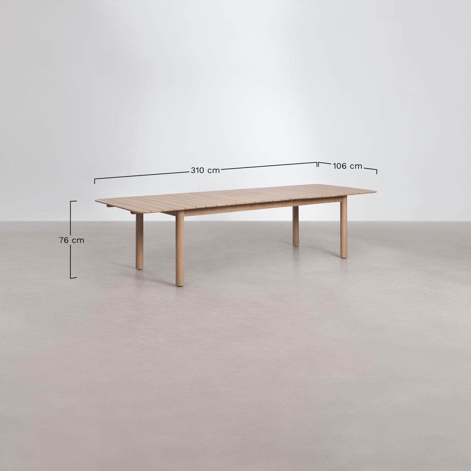 Table à manger rectangulaire extensible 250-310x105 cm en bois d'acacia Duala