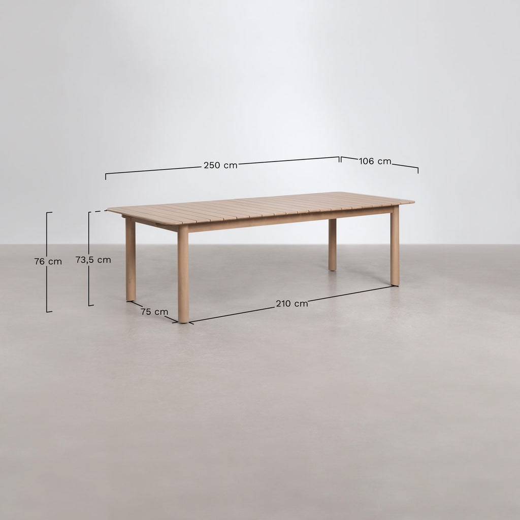 Table à manger rectangulaire extensible 250-310x105 cm en bois d'acacia Duala