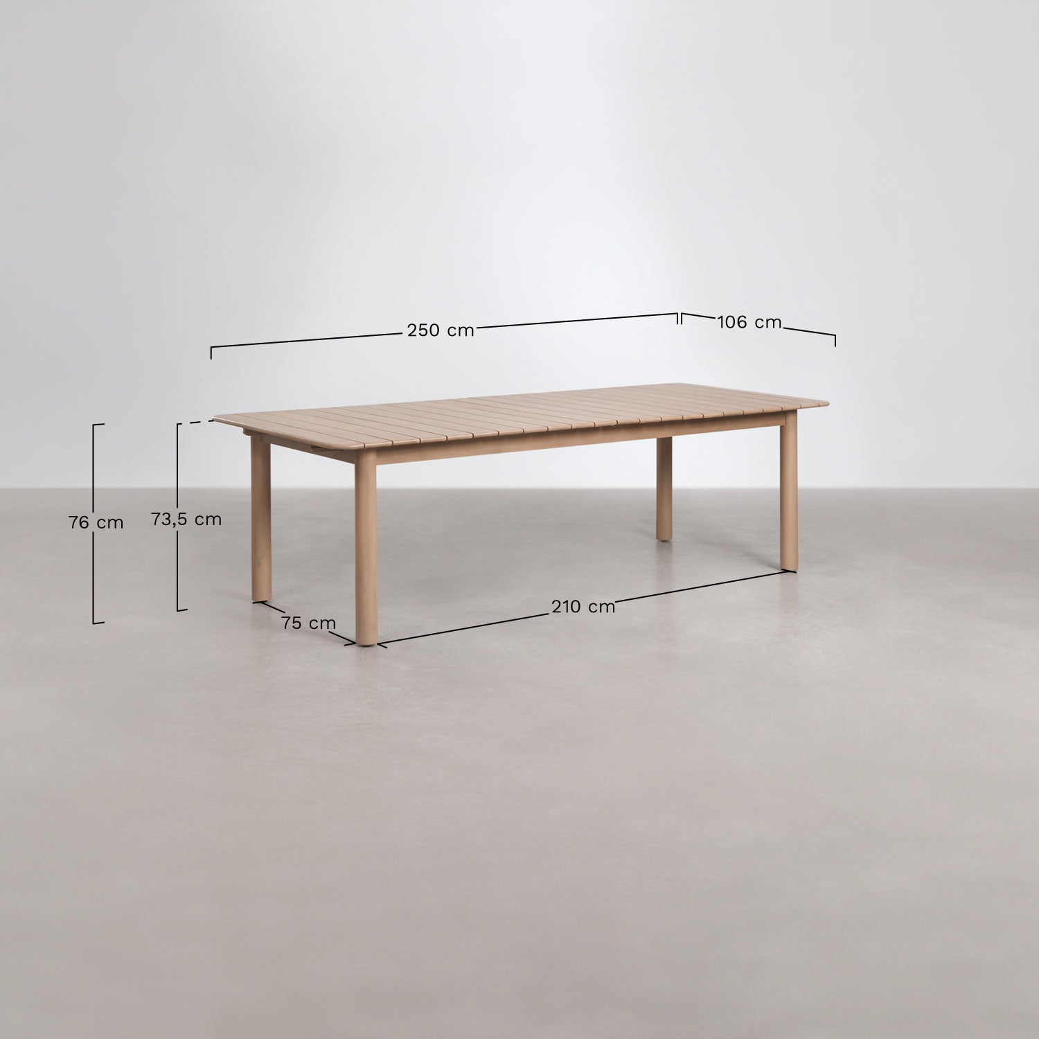 Table à manger rectangulaire extensible 250-310x105 cm en bois d'acacia Duala