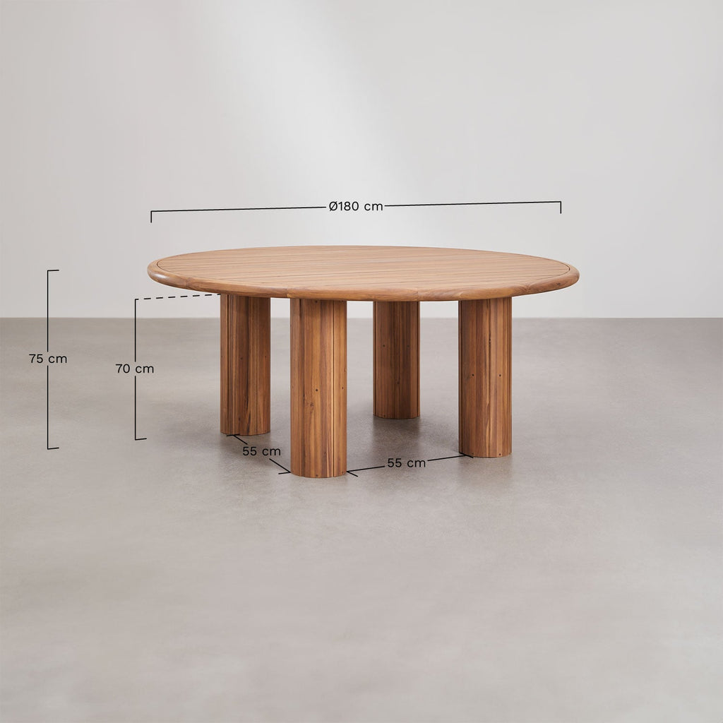Table de salle à manger ronde en bois d'acacia Ginara