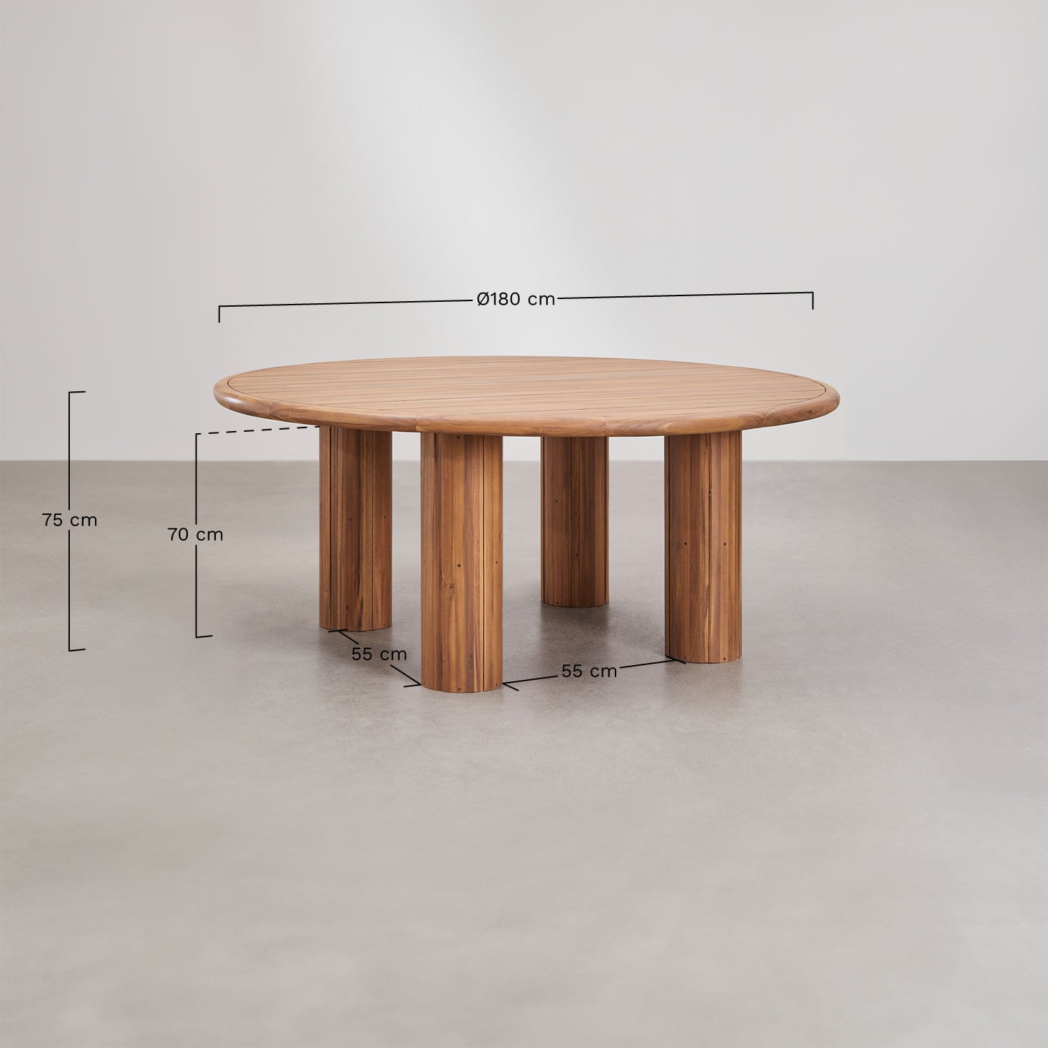 Table de salle à manger ronde en bois d'acacia Ginara