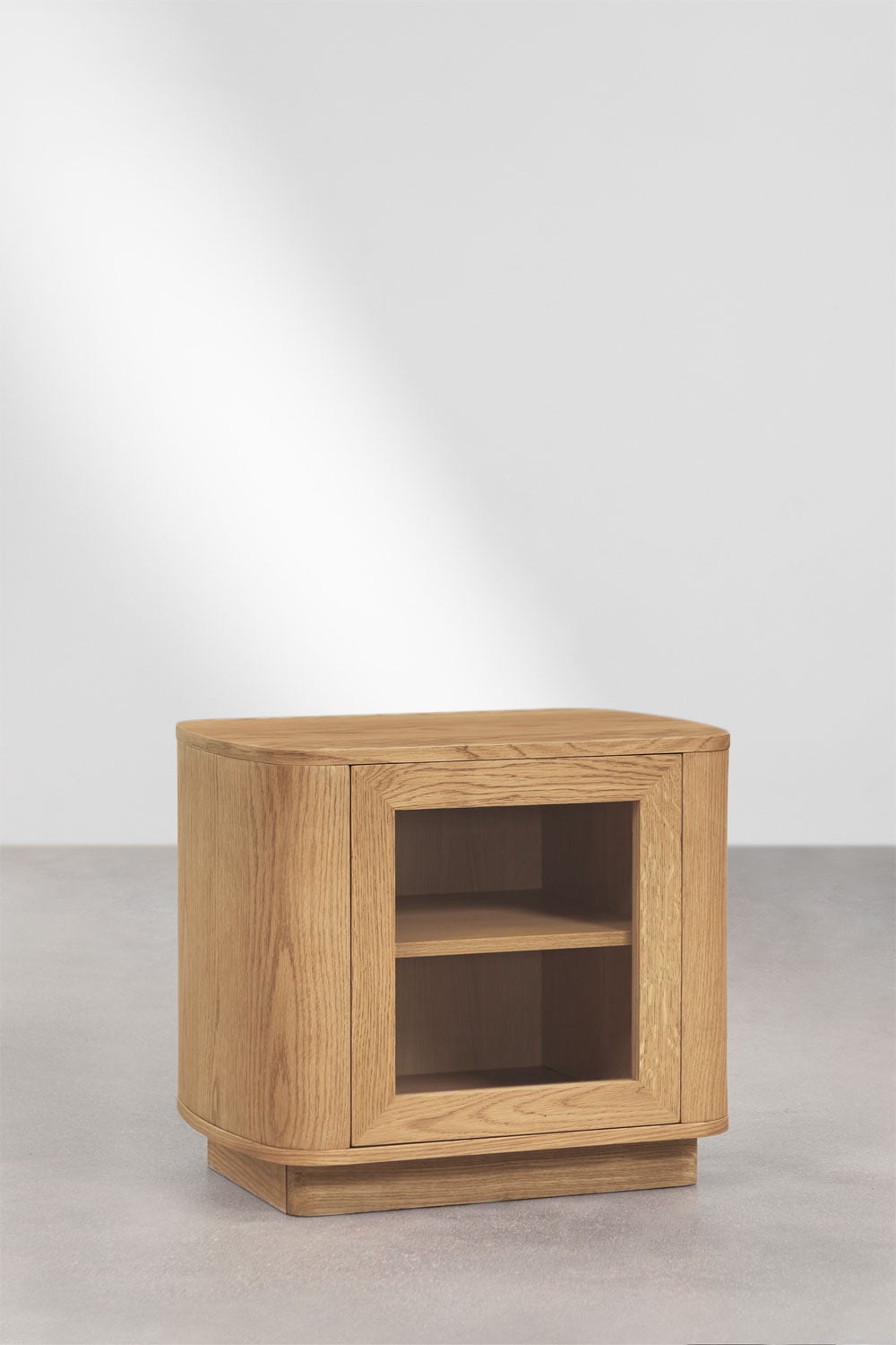 Table de chevet 55x40 cm en MDF et verre trempé Walia