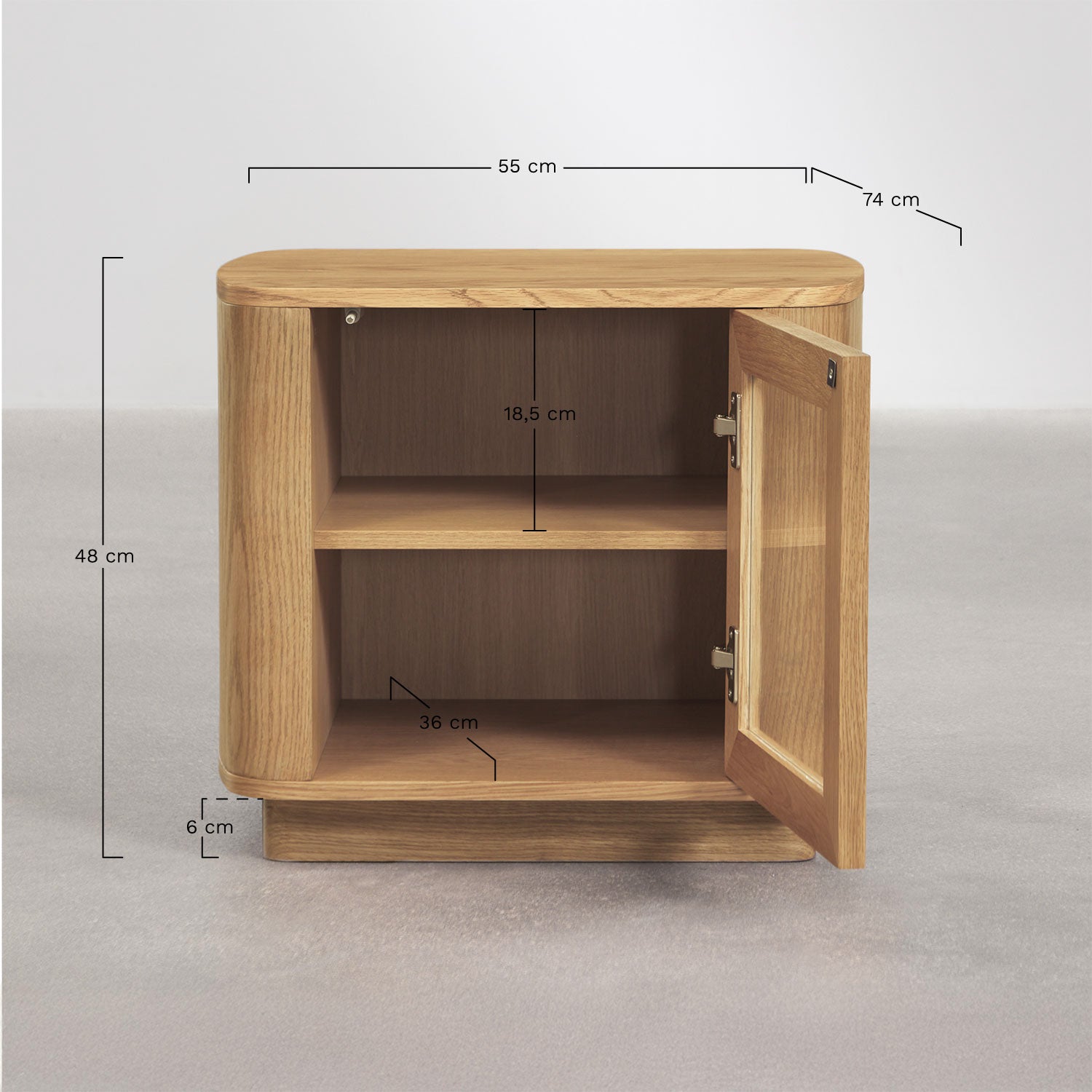 Table de chevet 55x40 cm en MDF et verre trempé Walia