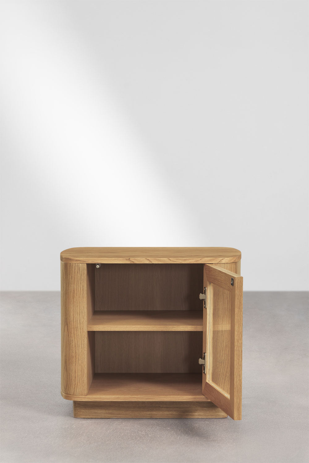 Table de chevet 55x40 cm en MDF et verre trempé Walia