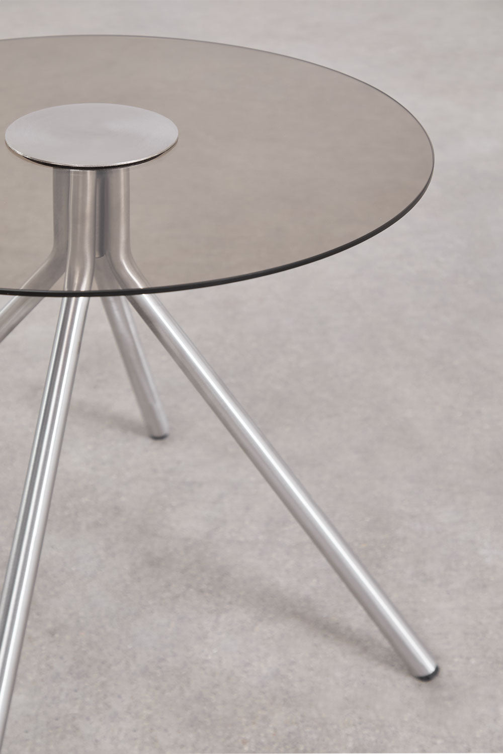Table de chevet en acier inoxydable et verre trempé Itsoro