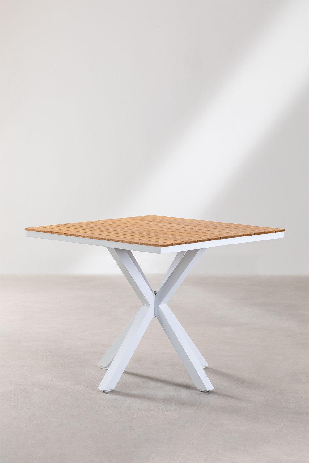 Table de jardin carrée 90x90 cm en bois d'eucalyptus et aluminium Archer