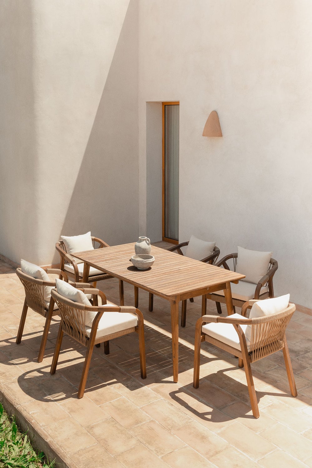 Table de jardin rectangulaire extensible 160-210x90 cm en bois d'acacia Tenay