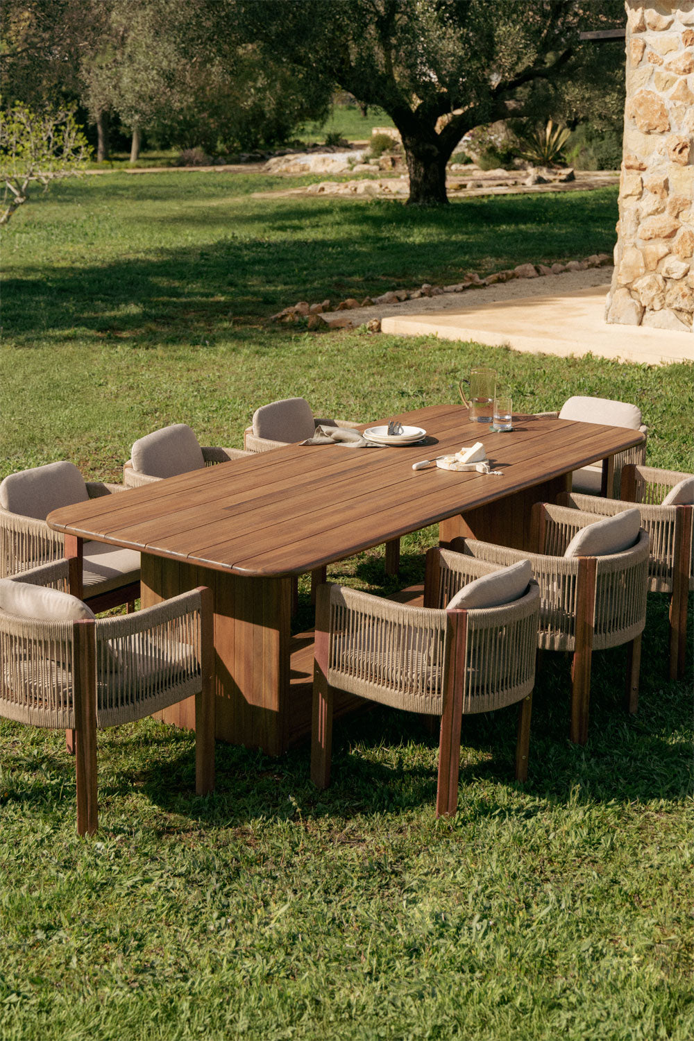 Table de jardin rectangulaire 265x120 en bois d'acacia Siena