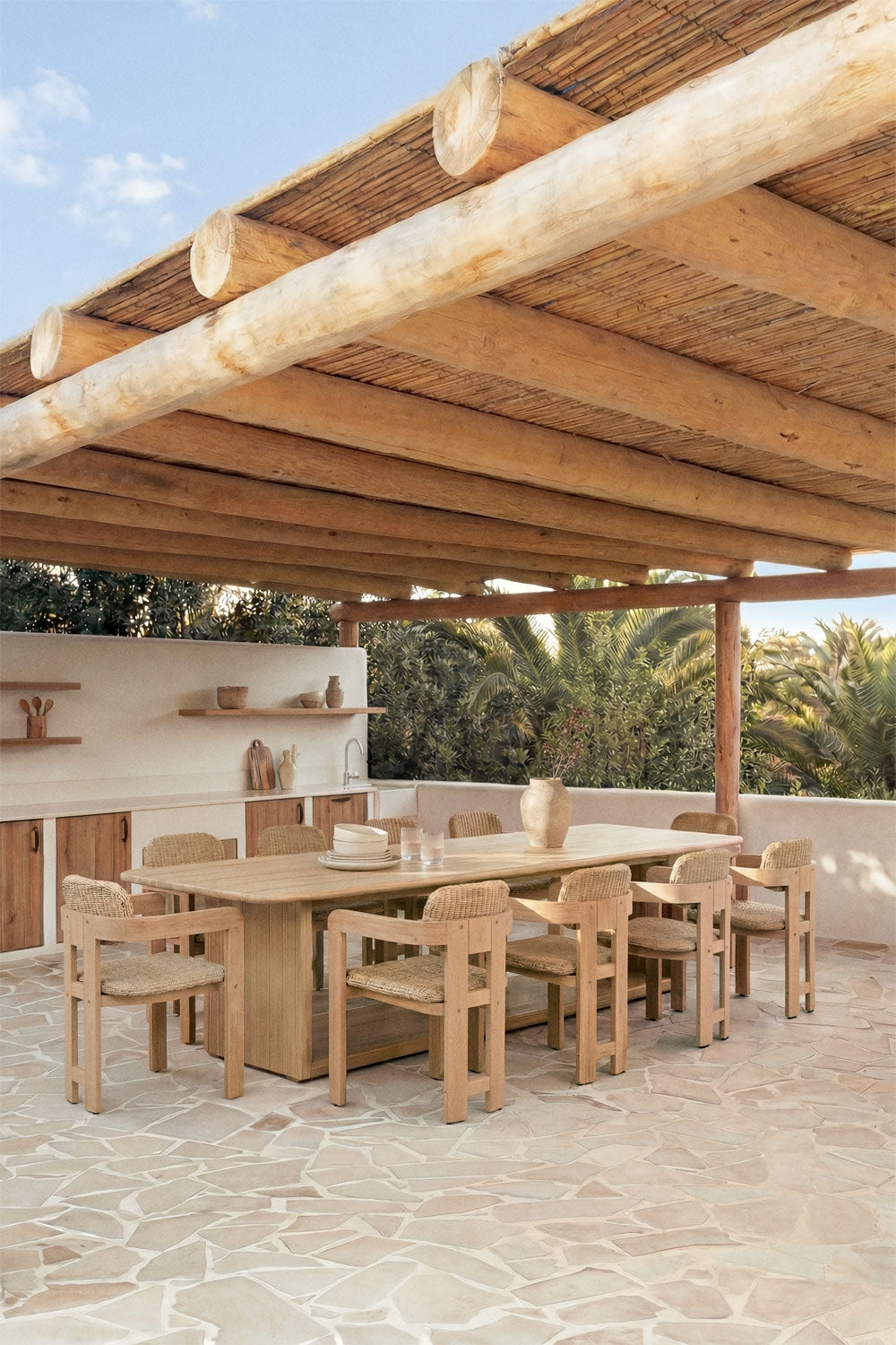 Table de jardin rectangulaire 265x120 en bois d'acacia Siena